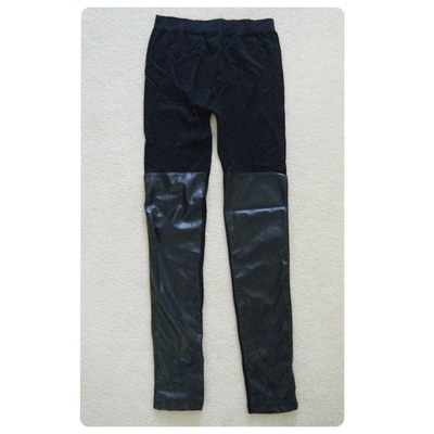 Faux leather panel leggings