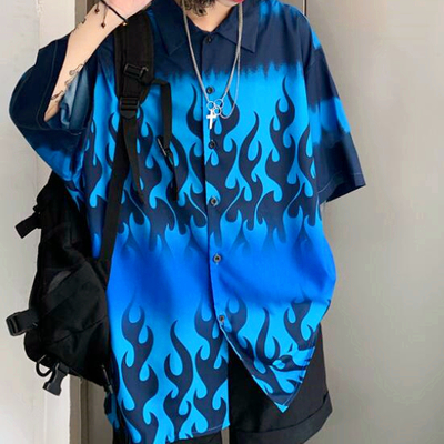Blue flame oversize blouse