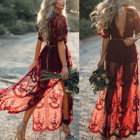 Casul Boho Burgundy Bridesmaid Dresses for Wedding - Thumbnail 1