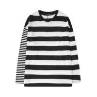 Free Shipping-BLACK AND WHITE STRIPED LONG SLEEVE TEE - Thumbnail 1
