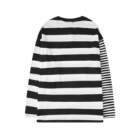 Free Shipping-BLACK AND WHITE STRIPED LONG SLEEVE TEE - Thumbnail 2