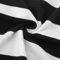 Free Shipping-BLACK AND WHITE STRIPED LONG SLEEVE TEE - Thumbnail 3