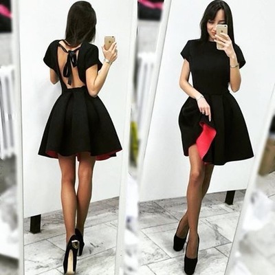 Short black homecoming dresses junior gowns - Thumbnail 4