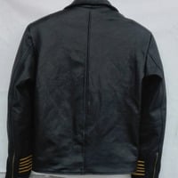 Men's New H&M Embroidery Patches Golden Black Brando Style Leather Jacket - Thumbnail 3