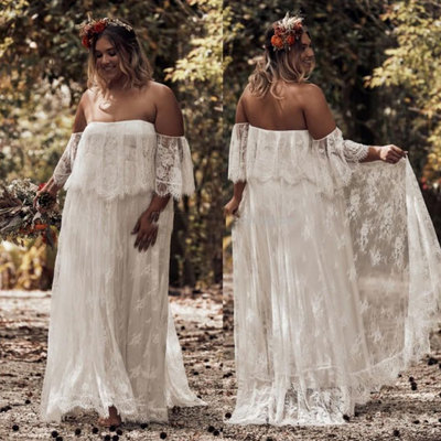 Plus size boho lace wedding dresses bridal gowns - Thumbnail 5