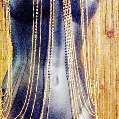 Body chain with crystals - gold