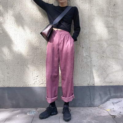 Vintage High Waist Casual Straight Pants