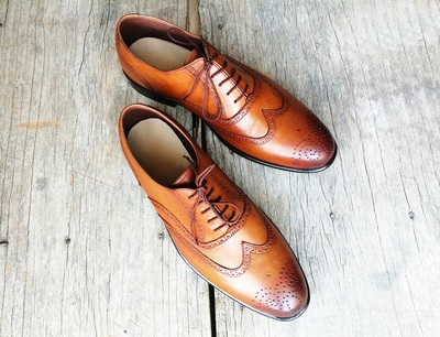 Handmade Men's 2 Tone Brown Color Shoes Stylish Leather Wing Tip Brogue Lace Up Shoes