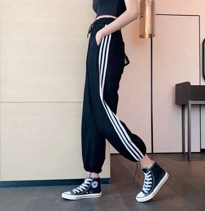 High Waist Stripe Casual Jogger Pants