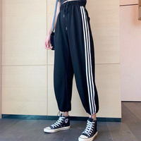 High Waist Stripe Casual Jogger Pants - Thumbnail 1