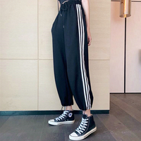 High Waist Stripe Casual Jogger Pants - Thumbnail 3