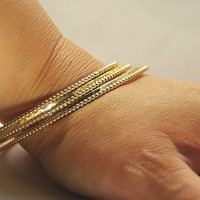 14k Yellow Gold Filled Beaded/Dotted Stacking Stackable Bangle Bracelet, Wedding Gift, Mother's Day - Thumbnail 1