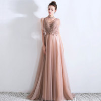 Elegant v neck tulle long prom dress, lace evening dress - Thumbnail 3