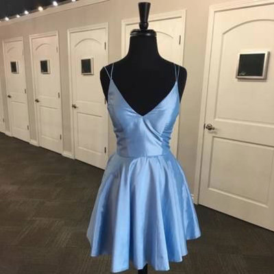 Criss cross short light blue homecoming dresses - Thumbnail 5