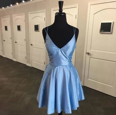 Criss Cross Short Light Blue Homecoming Dresses