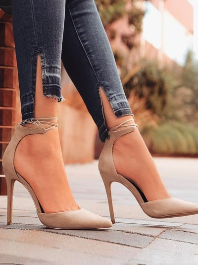 Ankle Strap Crisscross Stiletto Pumps G-2953