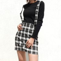 Free Shipping-PLAID SUSPENDER DRESS - Thumbnail 1