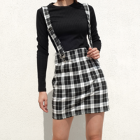 Free Shipping-PLAID SUSPENDER DRESS - Thumbnail 2