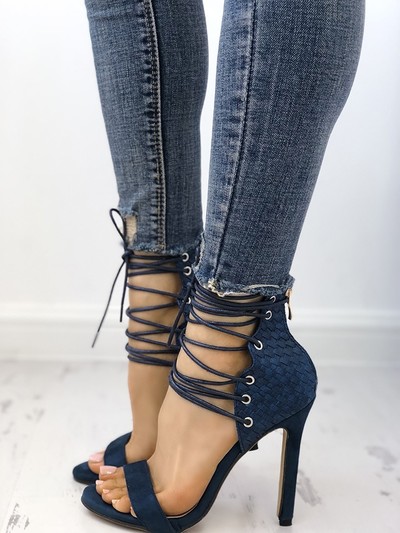 Stylish Peep Toe Lace-up Stiletto Sandals G-2961