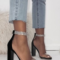 Glittering Transparent Strap Chunky Heeled Sandals G-2964 - Thumbnail 2