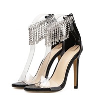 Transparent Shiny Tassel Detailed Thin Pump G-2975 - Thumbnail 2