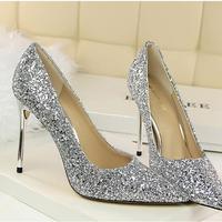 Shinning Crystal Pointed Toe High Stiletto Heels Prom Shoes G-2983 - Thumbnail 1