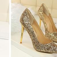 Shinning Crystal Pointed Toe High Stiletto Heels Prom Shoes G-2983 - Thumbnail 2