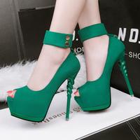 Ankle Band Wrap Peep Toe Platform Stiletto High Heels G-2986 - Thumbnail 3
