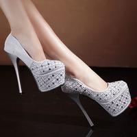 Shinning Sequins Platform Super High Heels Prom Shoes G-2987 - Thumbnail 3