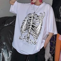 Harajuku Skeleton Printed Tee - Thumbnail 4