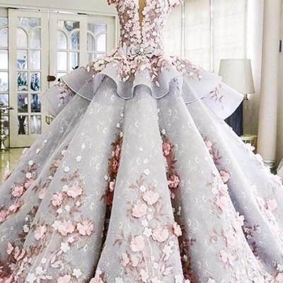 Pretty flowers quinceanera dresses, ball gown long backless wedding gowns,07 - Thumbnail 5