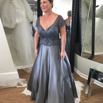 V neck long mother of the bride dresses vf001 - Thumbnail 3