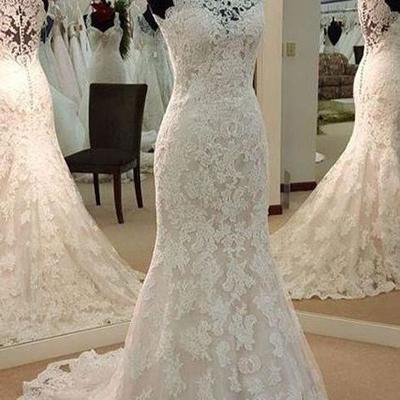 Sexy halter mermaid lace-up sleeveless lace wedding dress,11 - Thumbnail 5