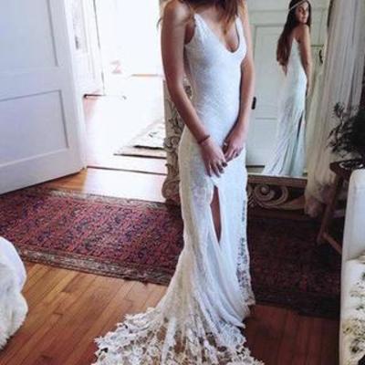Romantic boho backless lace mermaid elegant ivory wedding dress,14 - Thumbnail 5