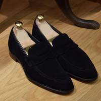 Handmade Black Color Suede Penny Loafer Slipper Dress Men's Fashion Moccasin Shoes - Thumbnail 1