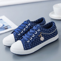 Harajuku sweet new polka dot zipper canvas shoes - Thumbnail 2
