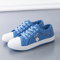 Harajuku sweet new polka dot zipper canvas shoes - Thumbnail 3