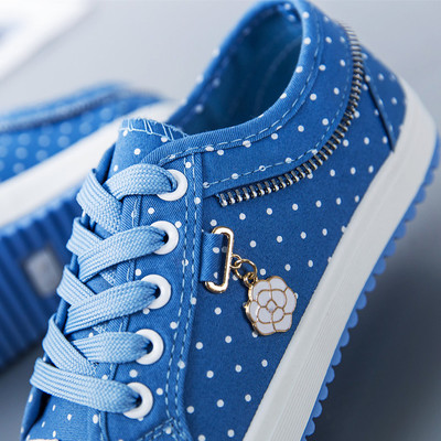 Harajuku sweet new polka dot zipper canvas shoes