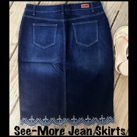 PARIS MID LENGTH DARK DENIM SKIRT - Thumbnail 1
