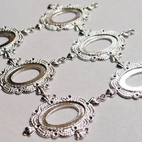 6 of 25x18 mm Silver Plated Oval Pendant Setting Twisted Rope Crown Design New - Thumbnail 2