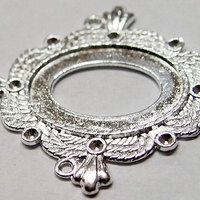 6 of 25x18 mm Silver Plated Oval Pendant Setting Twisted Rope Crown Design New - Thumbnail 3