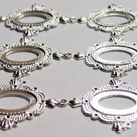 6 of 25x18 mm Silver Plated Oval Pendant Setting Twisted Rope Crown Design New - Thumbnail 4