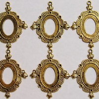 6 of 25x18 mm Antique Gold Plated Oval Pendant Setting Twisted Rope Crown Design New - Thumbnail 1