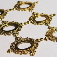 6 of 25x18 mm Antique Gold Plated Oval Pendant Setting Twisted Rope Crown Design New - Thumbnail 2