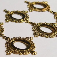 6 of 25x18 mm Antique Gold Plated Oval Pendant Setting Twisted Rope Crown Design New - Thumbnail 3