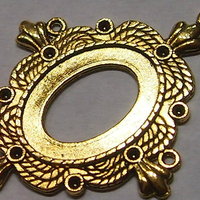 6 of 25x18 mm Antique Gold Plated Oval Pendant Setting Twisted Rope Crown Design New - Thumbnail 4