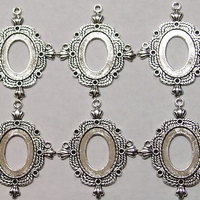 6 of 25x18 mm Antique Silver Plated Oval Pendant Setting Twisted Rope Crown Design New - Thumbnail 1