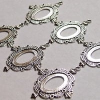 6 of 25x18 mm Antique Silver Plated Oval Pendant Setting Twisted Rope Crown Design New - Thumbnail 2