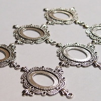 6 of 25x18 mm Antique Silver Plated Oval Pendant Setting Twisted Rope Crown Design New - Thumbnail 3