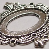 6 of 25x18 mm Antique Silver Plated Oval Pendant Setting Twisted Rope Crown Design New - Thumbnail 4